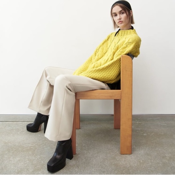 Zara Yellow Cable Knit Sweater - Picture 2 of 7